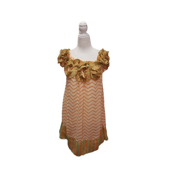 Ryu A'vere Stunning Orange & Green Chevron Mini Dress sizes S 2-4 M 6-8 L 10-12 - Picture 8 of 11